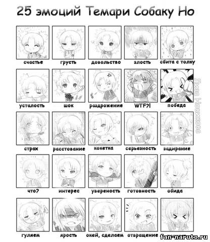 25 эмоций Темари Собаку Но