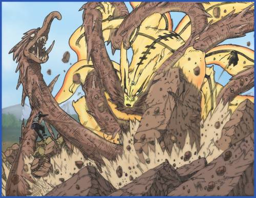 Цветная манга глава 607 - Кьюби и Дракон Хаширамы