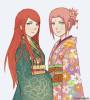 Сакура и Кушина в традиционной одежде