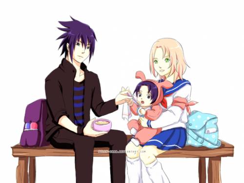 Новая семья Учиха - Сакура, Саске и их ребенок