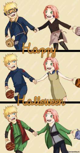 Наруто и Сакура во время Хэллоуина